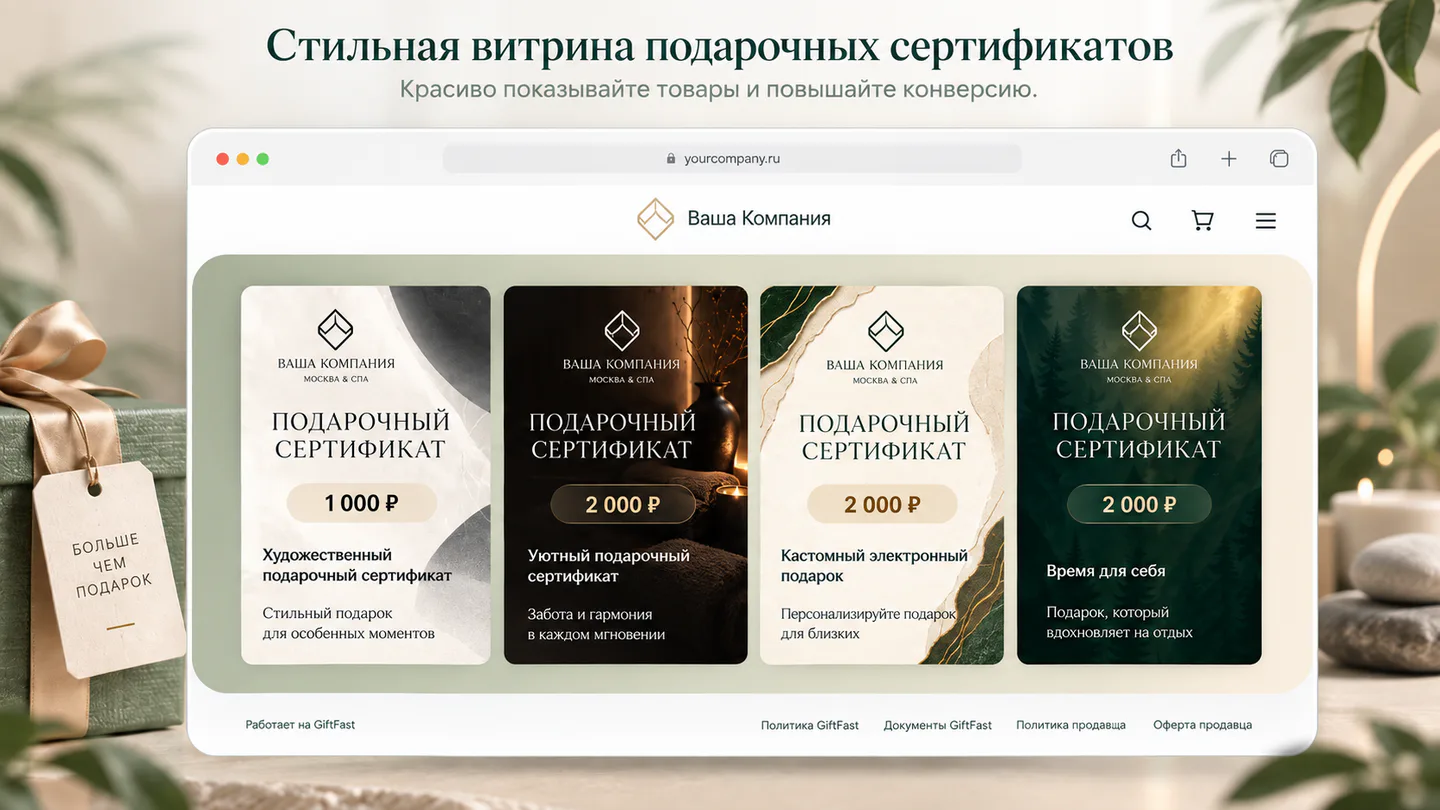 Иллюстрация магазина подарочных сертификатов GiftFast